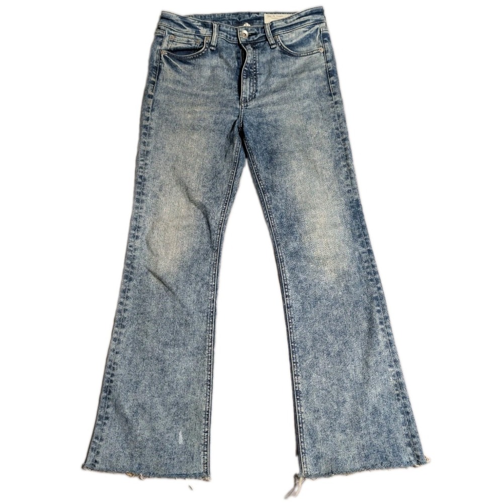 Rag & Bone Nina Jeans Womens 27 High Rise Ankle Flare Pearl Wash Raw Hem